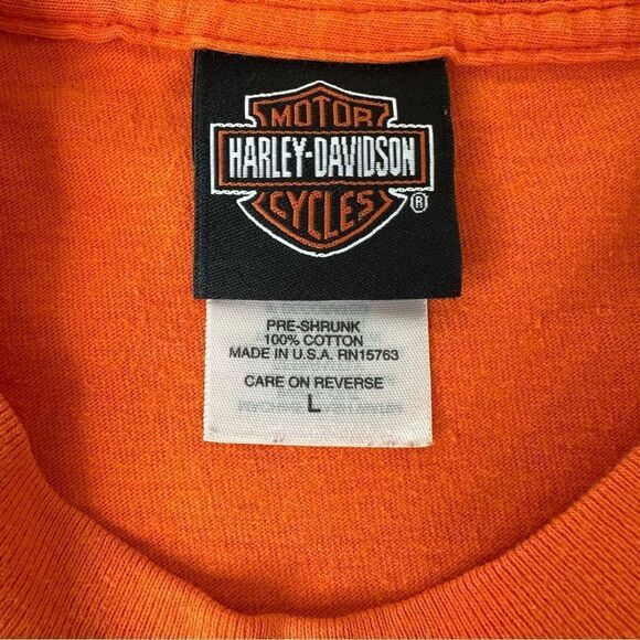 HARLEY-DAVIDSON Motorcycles Orange ZYLSTRA Tshirt Men’s Size Large - Picture 6 of 11